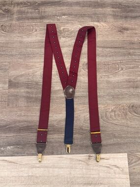 Vintage Pelican Burgundy Navy Classic Adjustable Suspenders